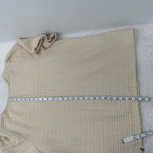 Maurices Womens Plus 2X Top Textured Stretch Cream Puff Sleeve Cottagecore Basic - Picture 9 of 12